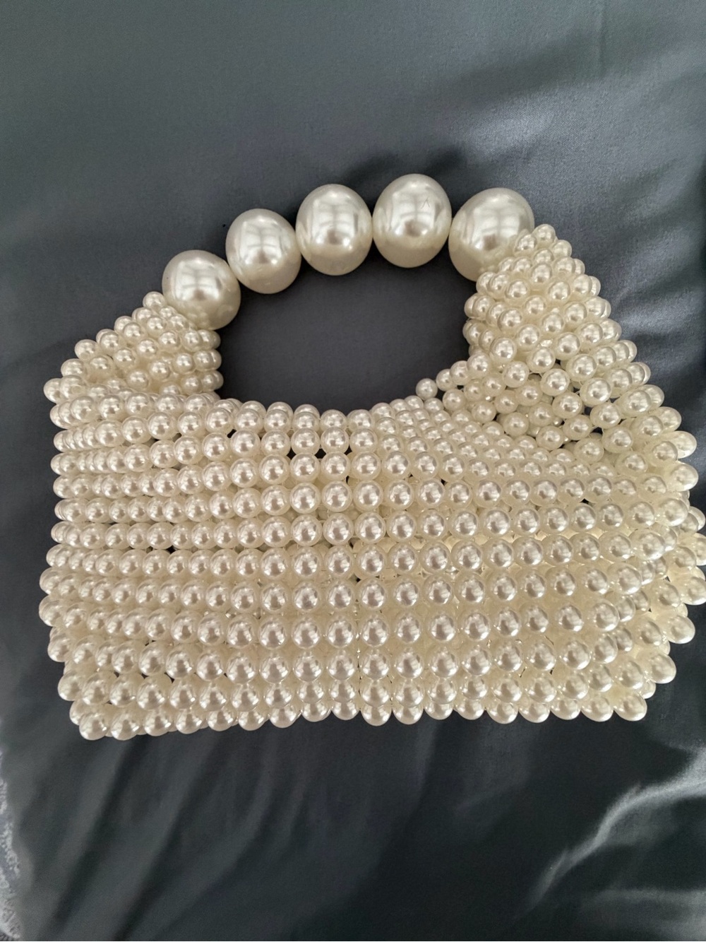Pearl Beaded Top-Handle Women's Bag - Ivory